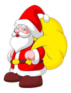 卡通圣诞老人与包圣诞矢量插图