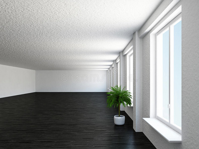 空旷客厅空旷的带窗大厅照片