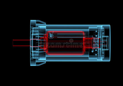 交流电机3d X光红色和蓝色透明