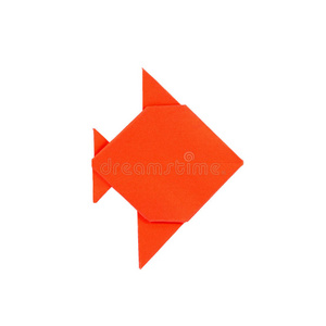 纸上的橘子鱼折纸