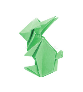 纸上的绿兔子折纸