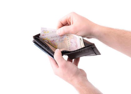 男士打开钱包图片