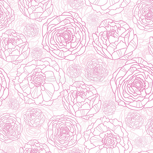 粉色线条艺术花卉无缝图案背景