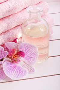 热带兰花粉色毛巾