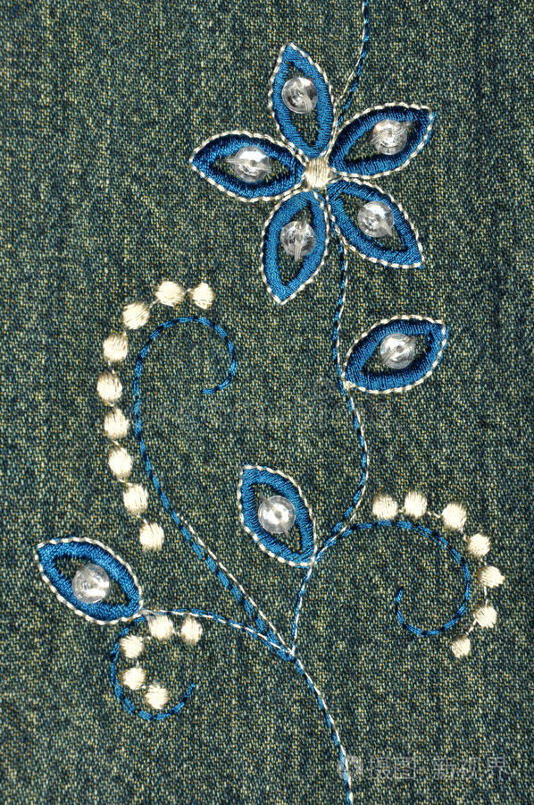 图案面料刺绣口袋纺织品上的花卉装饰复古白色蕾丝针织布针织背景抽象