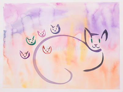 猫科手绘插图