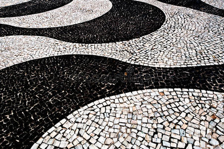 科帕卡巴纳的黑白人行道瓷砖图片