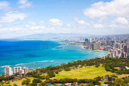 夏威夷瓦胡岛美丽的天际线