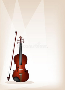 棕色舞台背景上美丽的小提琴图片