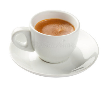 浓缩咖啡，咖啡杯用白色隔离