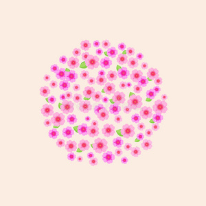 由粉红色花朵轮廓组成的圆圈。