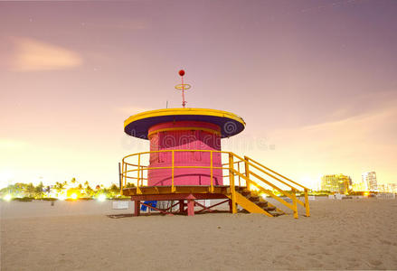 迈阿密海滩佛罗里达州夜间救生员之家