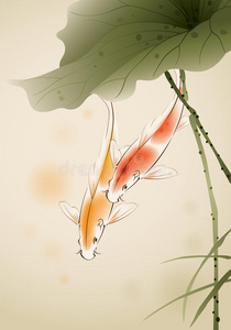 荷塘锦鲤
