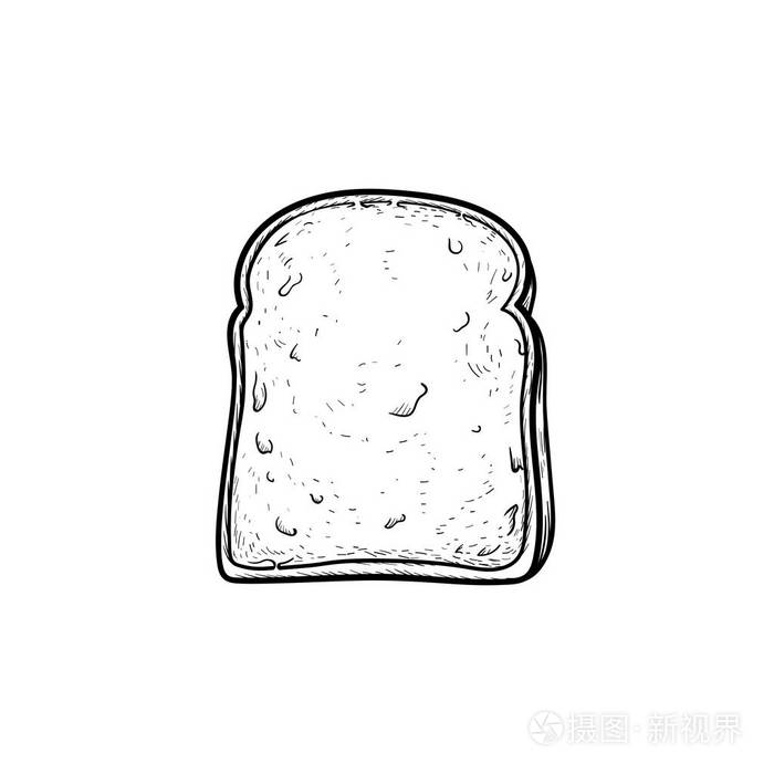 全麦烤面包手画素描图标