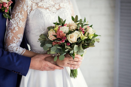 在手里的新娘，新娘配件，婚礼欧洲 美国的婚礼新娘捧花