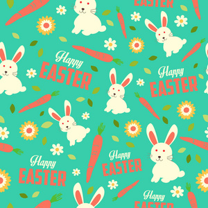 复活节兔子和春天的壁纸无缝模式背景