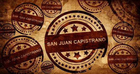 san juan 卡皮斯特拉诺，纸张背景上的古董邮票