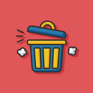 垃圾桶图标,矢量垃圾桶-篮子插图-垃圾篮子符号,回收箱插图,垃圾桶