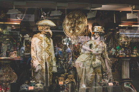 与威尼斯的面具，威尼斯，夏天 2015年玻璃窗