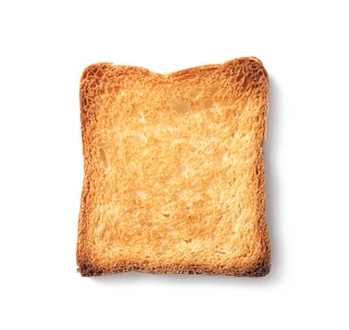 白色背景烤面包, 顶部视图