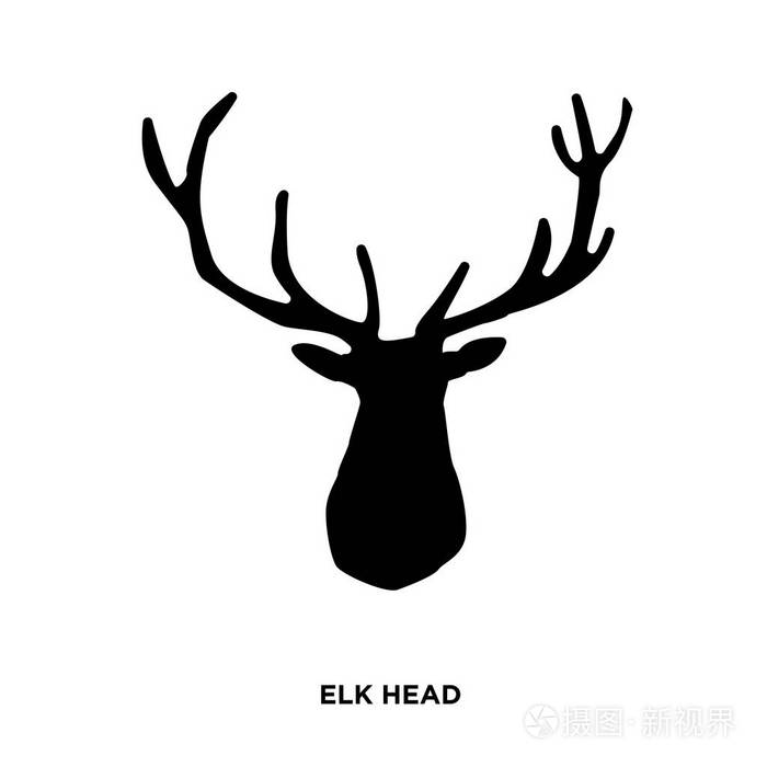 麋鹿头剪影在白色背景在黑色