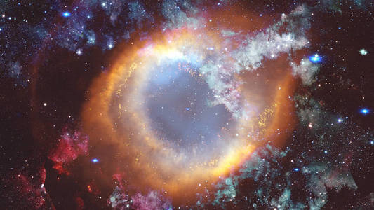 深空多色星云恒星和星系。由 Nasa 提供的这幅图像的元素