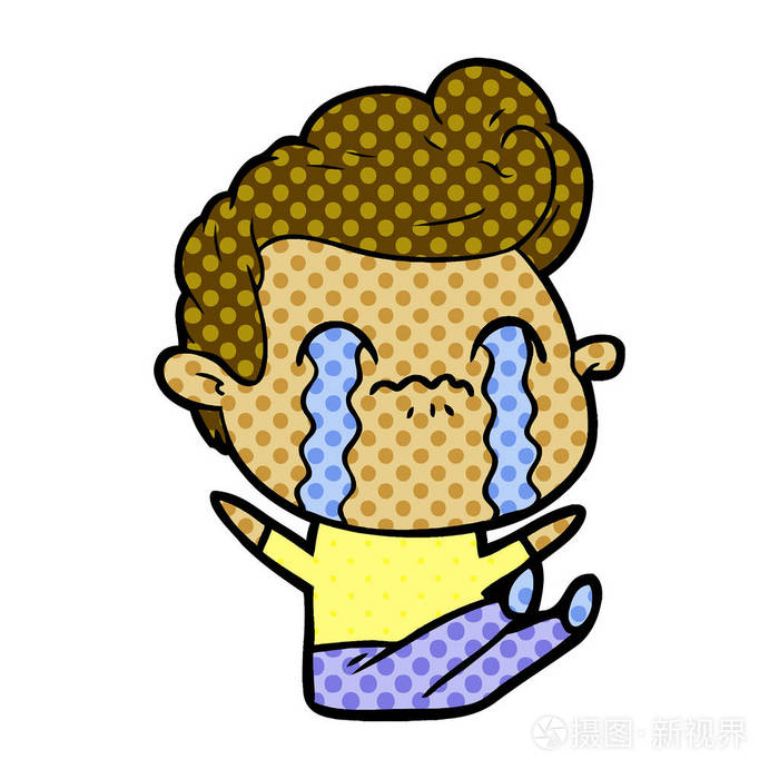卡通人物哭泣的媒介例证