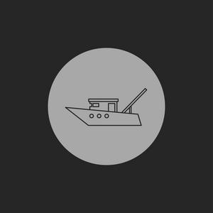 机动渔船船图标或标志，矢量图标