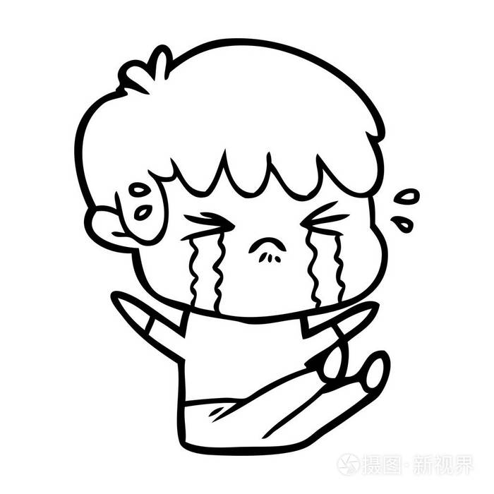 卡通男孩哭泣的媒介例证插画-正版商用图片0n2kal-摄图新视界