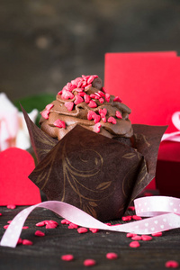 巧克力蛋糕奶油的情人节图片