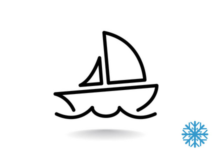 简单的线条游艇图标图片