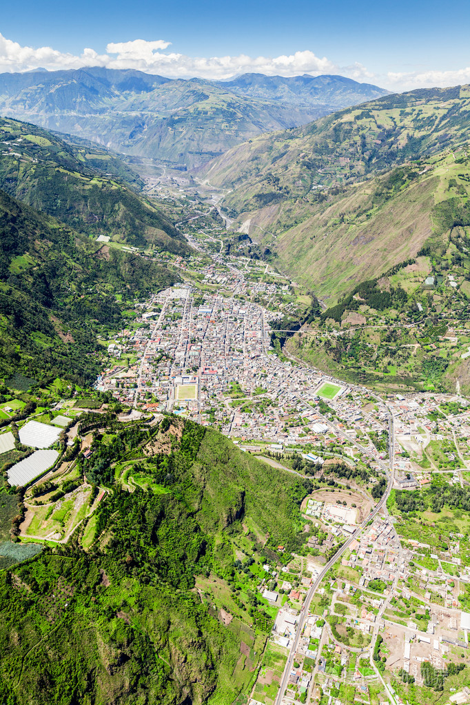 巴尼奥斯 de agua 圣诞老人全角空中拍摄照片-正版商
