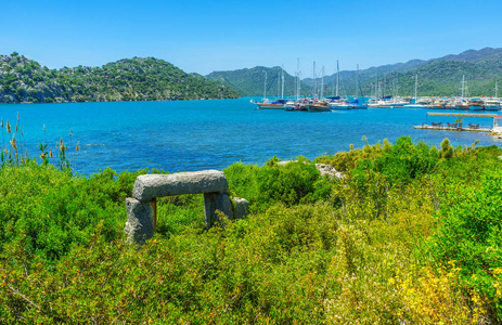 在绿色植物, Kekova, 土耳其的废墟