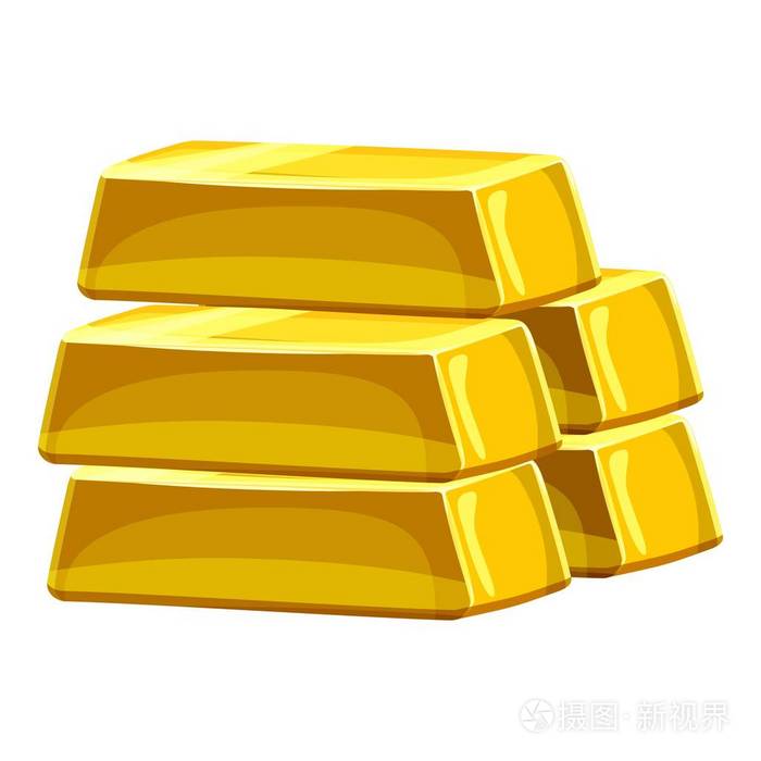 堆叠的金条图标, 卡通风格