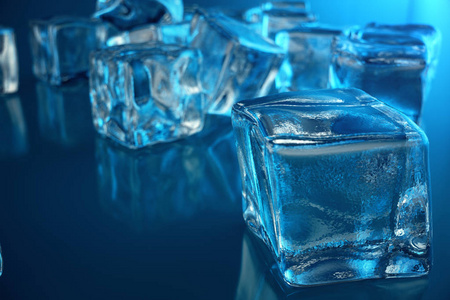 3d. 在蓝色色调背景下绘制冰立方, 冰冻水立方