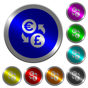 欧元英镑货币兑换夜光硬币状圆颜色按钮
