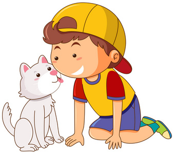 画猫的男孩图片
