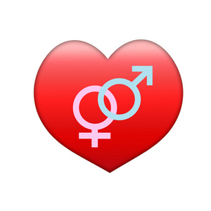 红色的人类心与性别符号