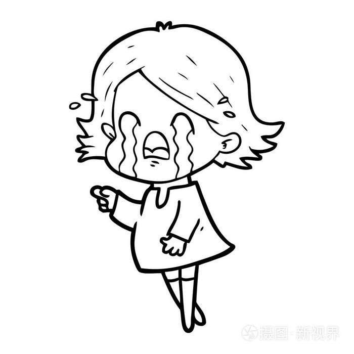 卡通女性哭泣的媒介例证