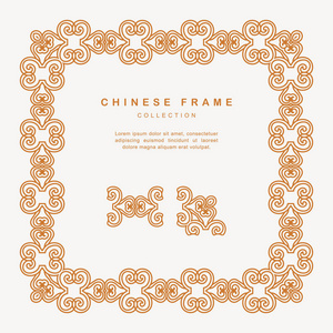 中国传统金框花纹设计装饰 Eleme