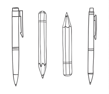 钢笔和铅笔手绘可爱的线条艺术插图