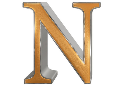 大写的字母 n,白色,一个孤立 3d 图照片