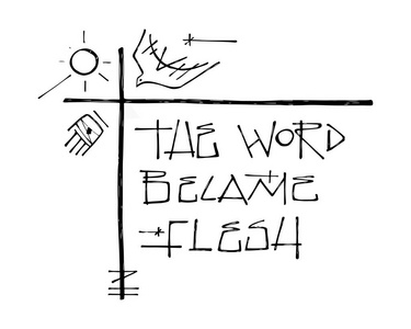 手绘矢量插图或图画一些基督教的宗教符号和圣经短语 这个词变成了