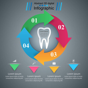 业务信息图表。牙齿图标