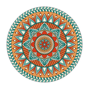 彩色花卉曼陀罗,矢量图照片