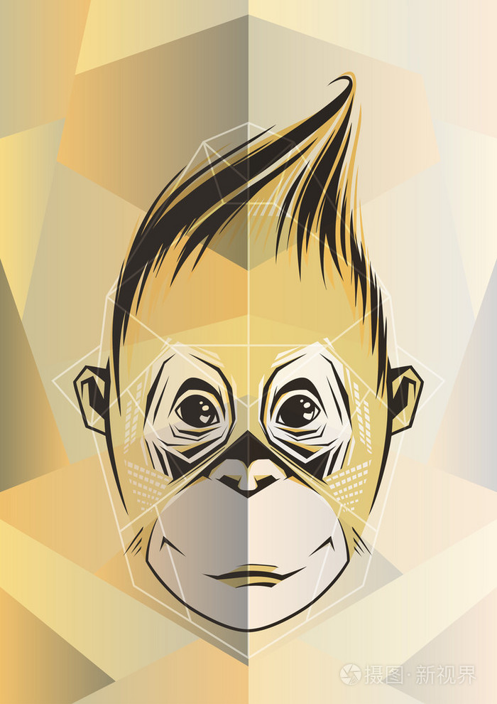 一只猴子的画像.创意插图