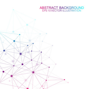 具有连接线和点的抽象多边形背景。简约几何图案。分子结构和通信。图像丛背景。科学医学技术理念