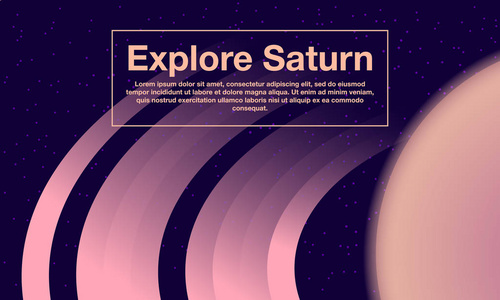 在星空背景下的土星环。平面样式空间探索图
