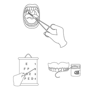 按手操作轮廓图标集合中的设计。手运动在医学媒介符号股票网站插图