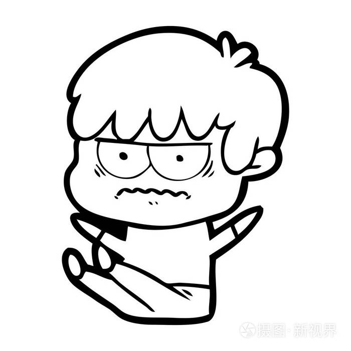 恼怒的卡通男孩的媒介例证插画-正版商用图片0n3olj-摄图新视界